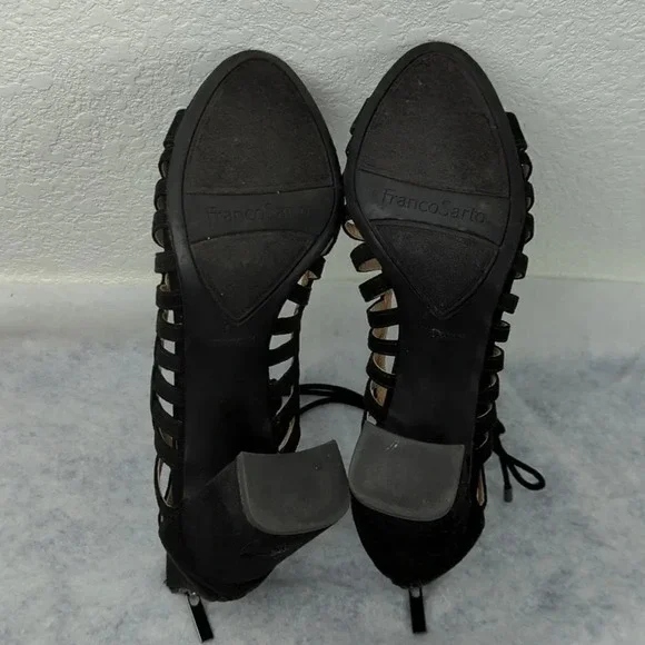 Franco Sarto Ankle Tie Sandals With Chunky High Heels The "Ernie" - Picture 11 of 17